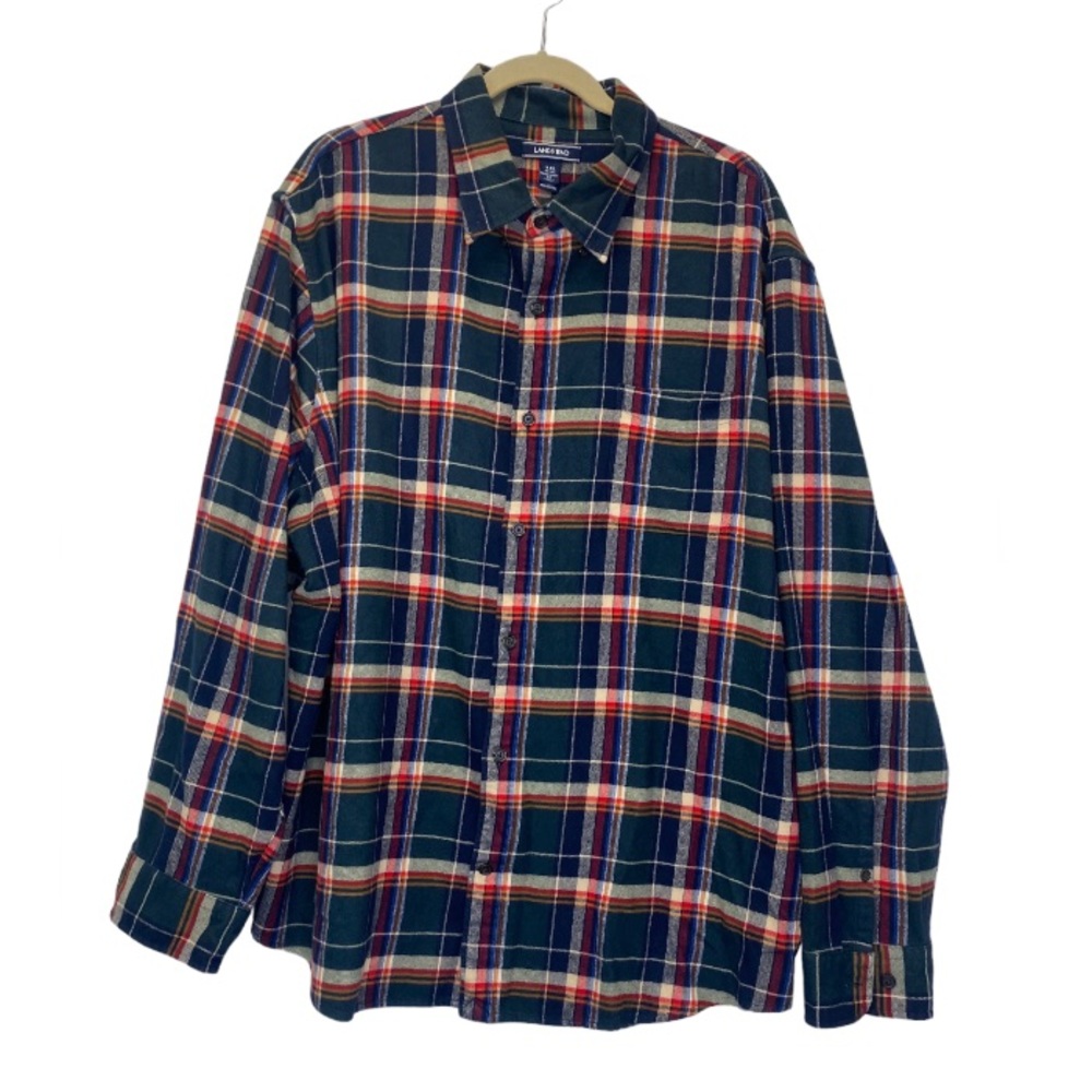 Lands’ End Traditional Fit Multi Colored Plaid Long Sleeve Button Down Shirt